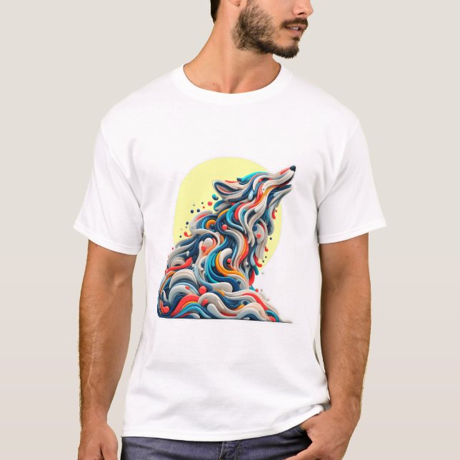 Colourful Abstract Wolf - Modern Art T-Shirt (Devant)