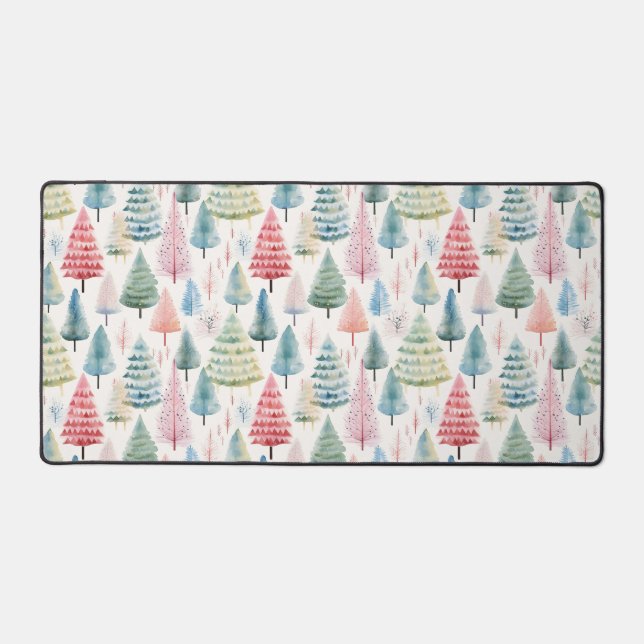 Colourful Pastel Christmas Pine Trees Pattern (Recto)