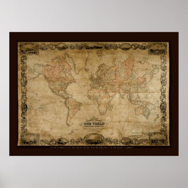 COLTONS Old World Map (c 1847) Poster d'art (Devant)