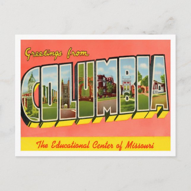 Columbia, Missouri Vintage Big Letters Carte posta (Devant)