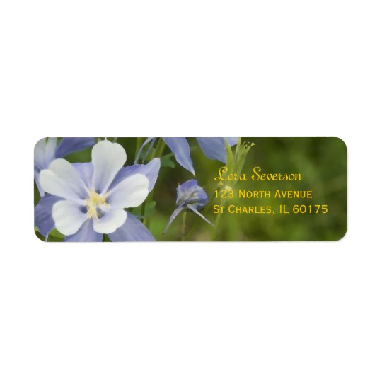 Columbine bleu fleurit l'adresse de retour étiquettes d’adresse retour