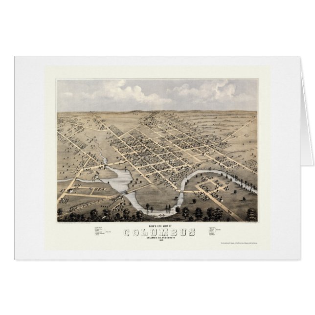 Columbus, carte panoramique de WI - 1868 (Devant horizontal)