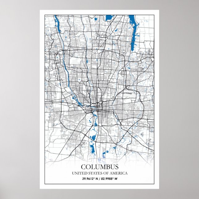 Columbus Ohio USA Travel City Map Poster (Devant)