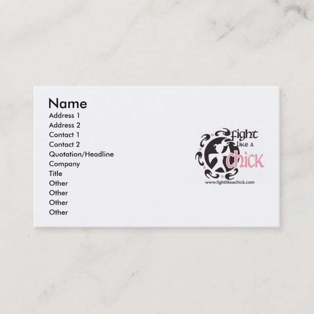 Combat comme une carte de visite professionnelle (Devant)