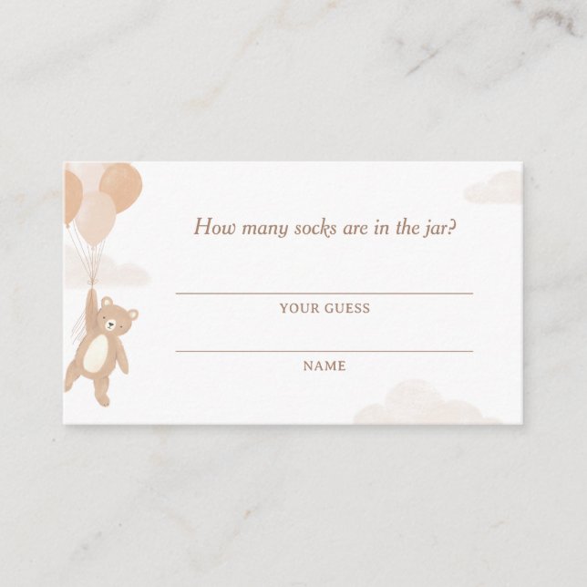 Combien de Chaussettes Baby shower d'ours de carte (Devant)
