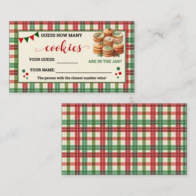 Combien De Cookies Jeu Carte Plaid Noël (Devant / Derrière)