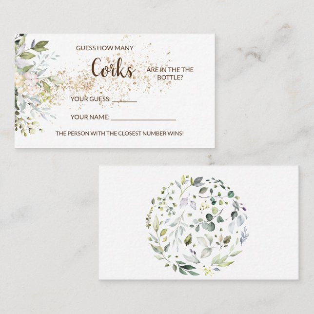 Combien de Corks Herbal Fête des mariées Carte de  (Devant / Derrière)