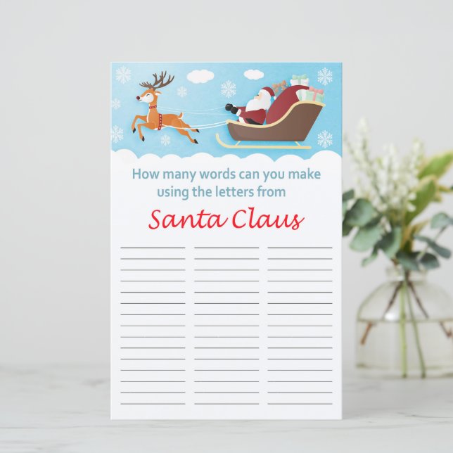 Combien de mots pouvez-vous faire de Sanda Claus (Debout devant)