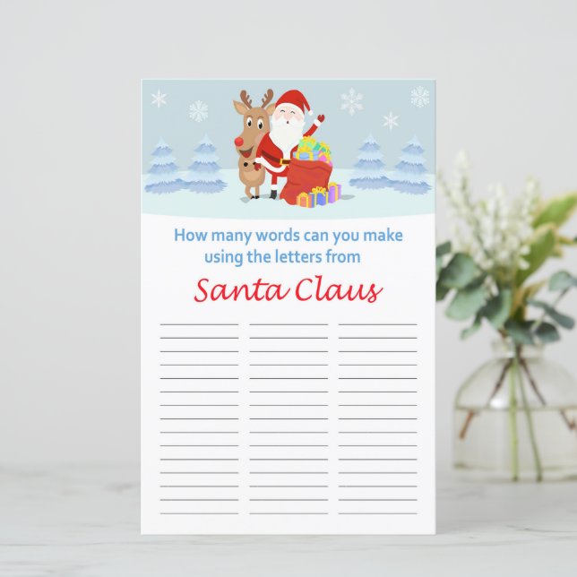 Combien de mots pouvez-vous faire du Père Noël ? (Debout devant)