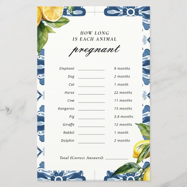 Combien de temps chaque animal enceinte Positano b (Devant)