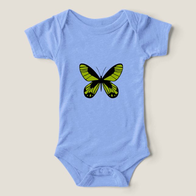 Combinaison bébé papillon jaune bleu clair Nature  (Design Recto)