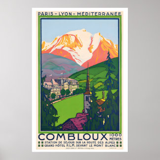 Combloux France Affiche de voyage vintage - Encadr