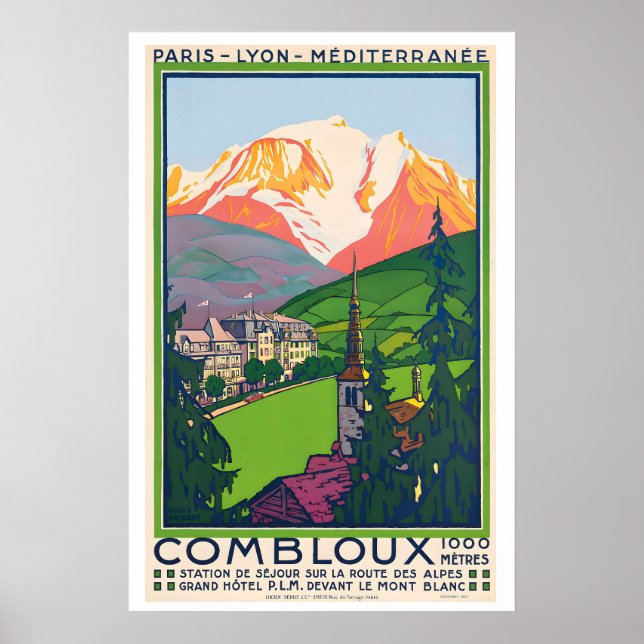 Combloux France Affiche de voyage vintage - Encadr (Devant)