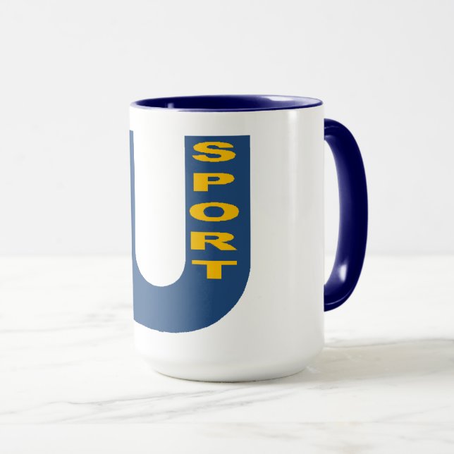 Combo Mug bleu marine  UE SPORT (Devant droit)