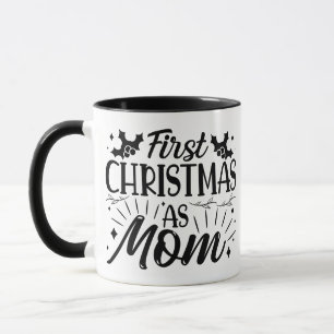 Combo Mug - Premier Noël en Maman, Noir, Blanc