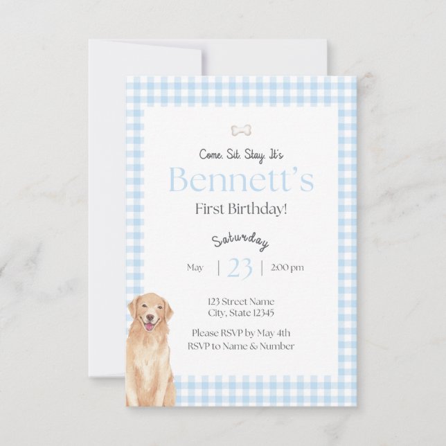 Come Sit Stay Birthday Invitation (Devant)