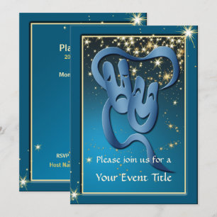Comédie Tragédie Blue Theatre Masque Invitation pe