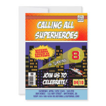 Comic Book Superhero Invitations d'anniversaire