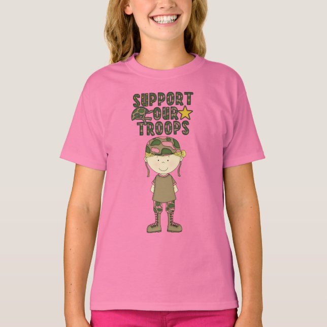 Comic Girl Camo Militaire Soldat Jeune T-shirt (Devant)