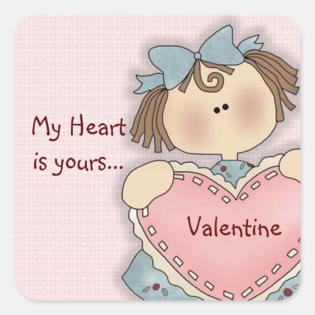 Comic Girl My Heart Stickers Saint Valentin (Devant)
