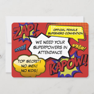 Comic "Girls Night Out" Superhero Invitation de pa