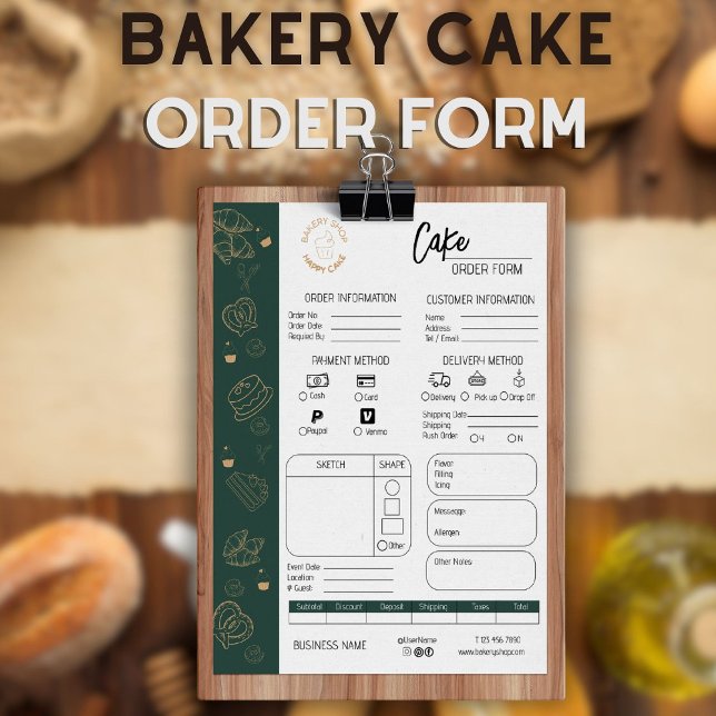 Commande de gâteau Boulangerie Petite entreprise M (Cake Order Form Bakery Small Business Wedding Cake)