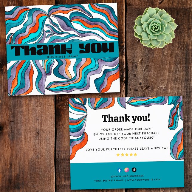 Commande de remerciement groovy pour entreprise (Front and back)