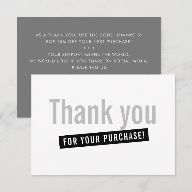 COMMANDE D'INSERTION D'AFFAIRES merci moderne gris (Devant / Derrière)