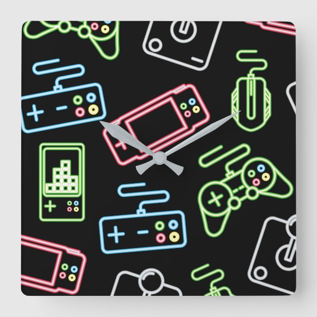 Commandes de jeu vidéo Carré Horloge murale (Recto)