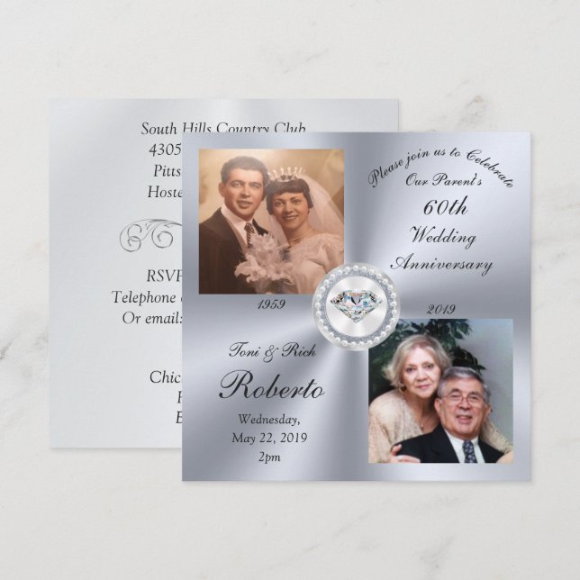 Commandes spéciales Invitations 60e anniversaire d (Devant / Derrière)