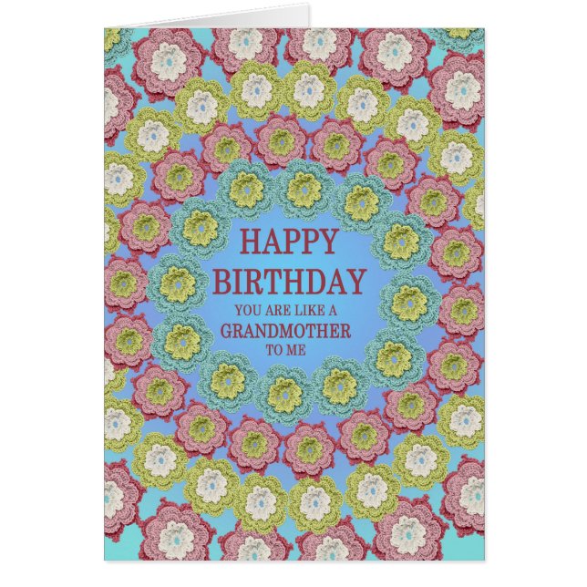 Comme une grand-mère Anniversaire Crochet Fleurs (Devant)