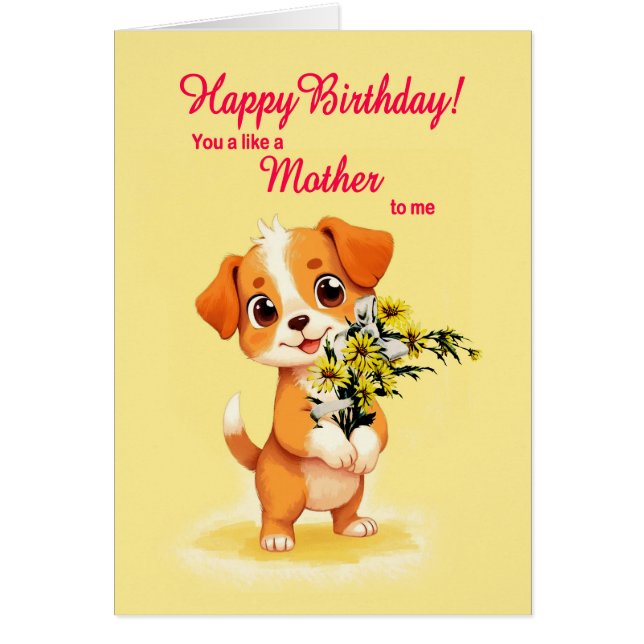 Comme une mère pour moi Anniversaire Chiot et fleu (Devant)