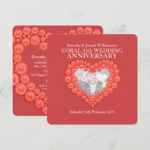 commémoration de mariage corail 35 ans invitations