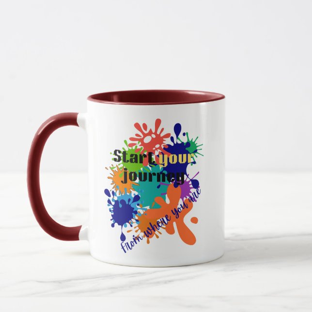 Commencez Votre Voyage Mug Motivationnel | Vendred (Gauche)