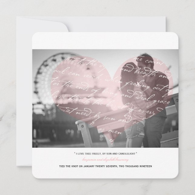 Comment Aime-Je Le Poème Mariage Photo Faire-part (Devant)