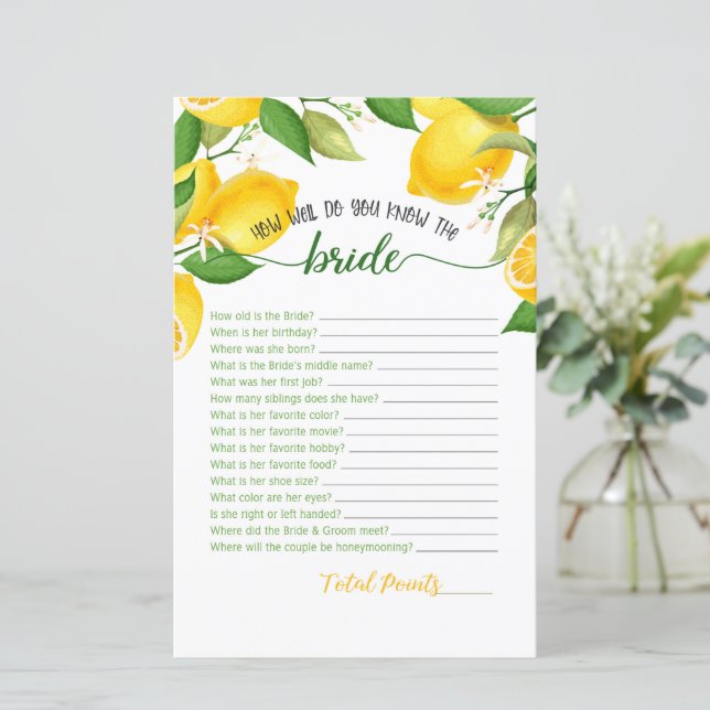 Comment Connaissez-Vous la Mariée - Citron (Debout devant)