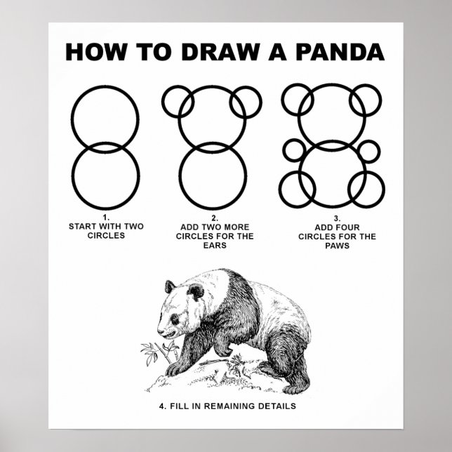 Comment dessiner une affiche amusante Panda (Devant)