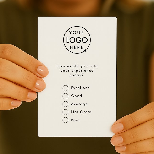 Commentaires | Carte de sondage minimaliste modern (Customer feedback card template for small business customer retention.)