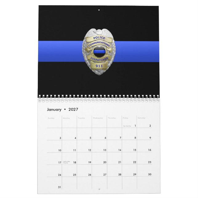 Commo 911 Expédition Léger Ligne Bleue Calendrier (Jan 2027)