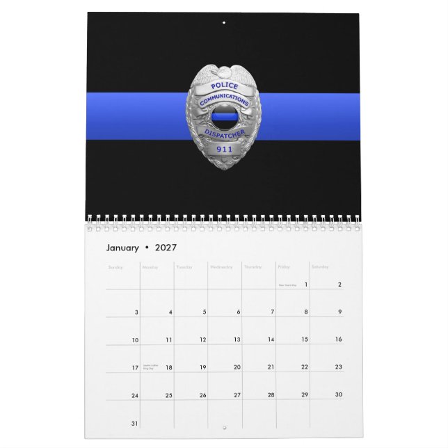 Commo 911 Expédition Léger Ligne Bleue Calendrier (Jan 2027)