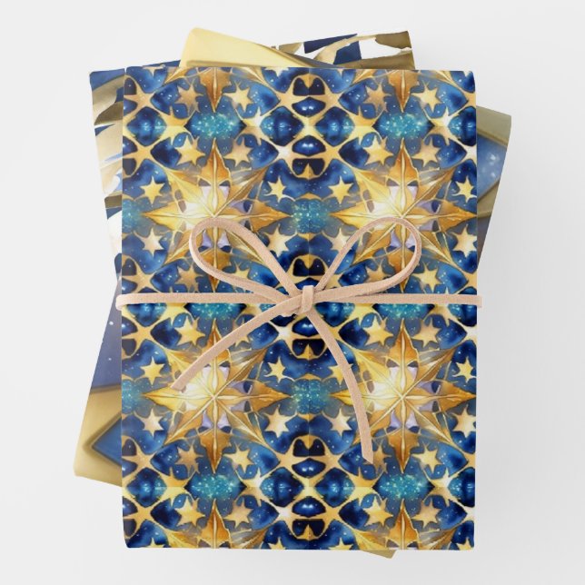 Commode papier d'emballage bleu et or Regal (En situation)