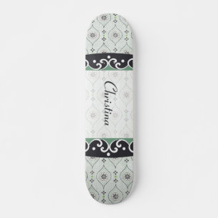 Comp Skateboard Blue Flower Motif