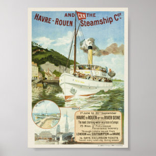 Compagnie de Bateau à Vapeur Havre-Rouen. Affiche