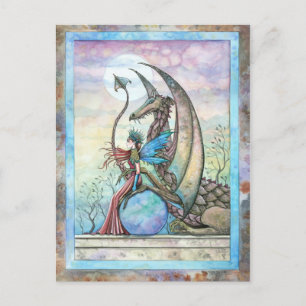 Compagnons Célestes Carte Postale Fée et Dragon