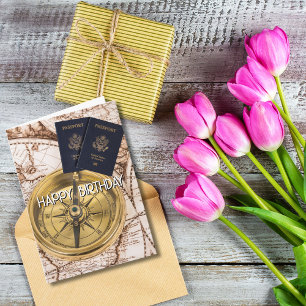 Compas d'anniversaire de voyage Carte du monde Pas