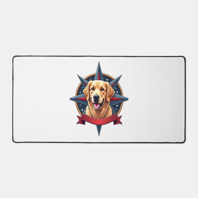 Compas étoilé patriotique du Golden Retriever Tee  (Recto)