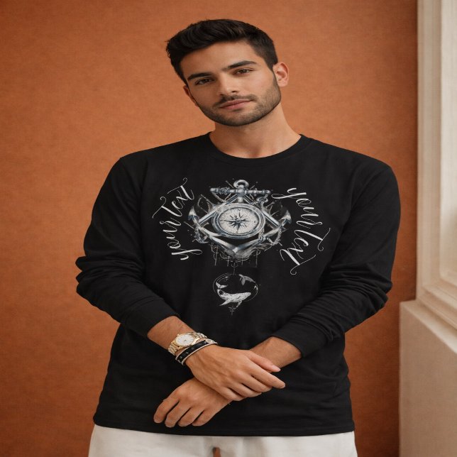 Compas Mystique Graphique Raven T-Shirt à Manches  (Créateur téléchargé)