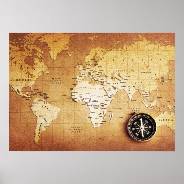 Compass and Map Value Poster Paper (Matte) (Devant)