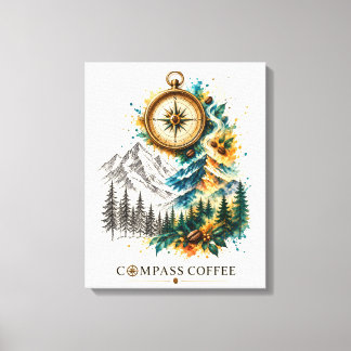 Compass Coffee Paysage de Montagne Art Mural