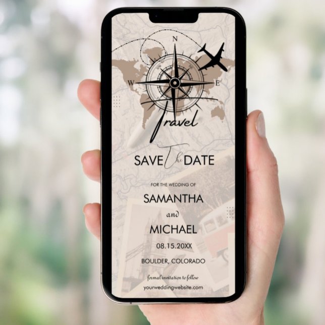 Compass Travel Destination Carte Brown Enregistrer (Créateur téléchargé)